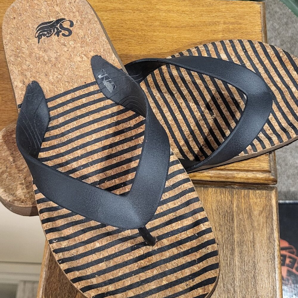 Strand Black Cork Sandals sz 42 brand new